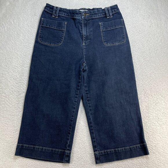 Chicos Jeans Womens US 10 Blue Capri High Rise Platinum Patch Pockets - Picture 1 of 8